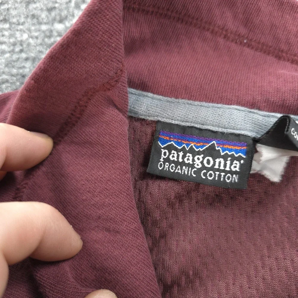 Vintage Patagonia Sweater Mens M Burgundy‎ Quarter Zip Organic Cotton 2000s Y2K